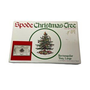 Spode Christmas Tree 8.5" Rectangular Dish Tray Holiday Plate England Porcelain